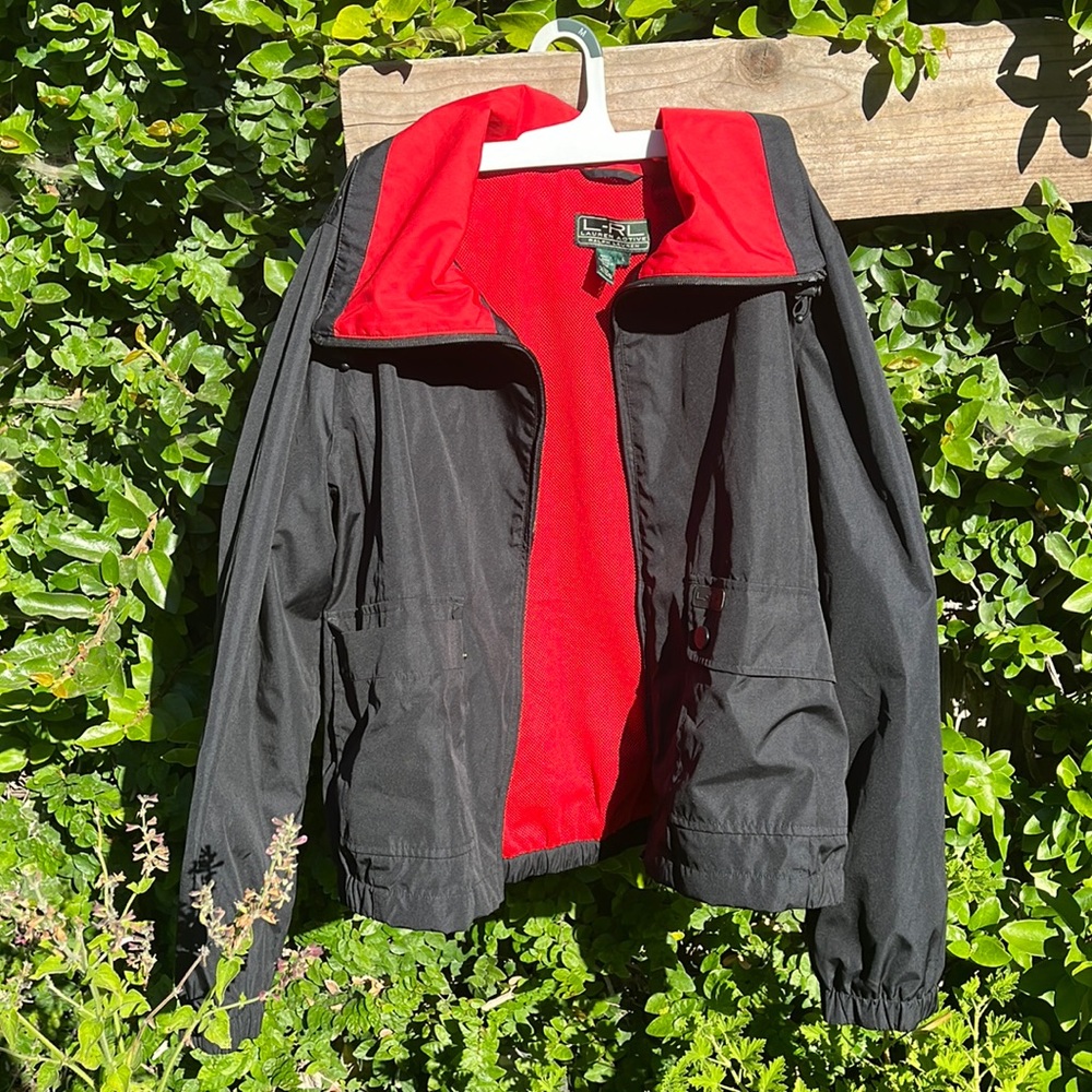 vintage 90s Ralph Lauren Actice wear windbreaker. Red/black.